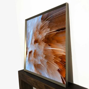 Quadro Grande Abstrato Moderno Colorido com Moldura Prata Chanfrada Quadro Grande Abstrato Moderno Colorido com Moldura Prata Chanfrada