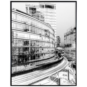 Quadro Grande Arquitetura Urbana em Preto e Branco com Moldura 90x120 cm Quadro Grande Arquitetura Urbana em Preto e Branco com Moldura 90x120 cm