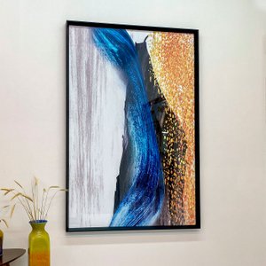 Quadro Grande com Moldura Chanfrada Arte Abstrata Moderna 100x150 cm