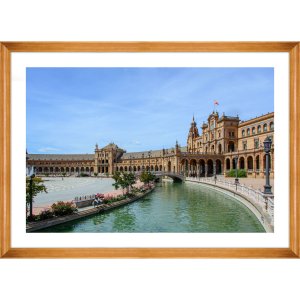 Quadro Grande com Moldura Marrom Praça de Espanha 150x110 cm Quadro Grande com Moldura Marrom Praça de Espanha 150x110 cm
