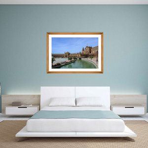Quadro Grande com Moldura Marrom Praça de Espanha 150x110 cm