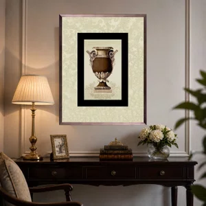 Quadro Grande com Moldura na Cor Bronze Ânfora Marrom 75x95cm