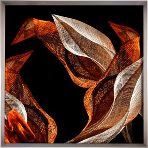 Quadro Grande com Moldura Prata Chanfrada Imagem Arte Abstrata Moderna