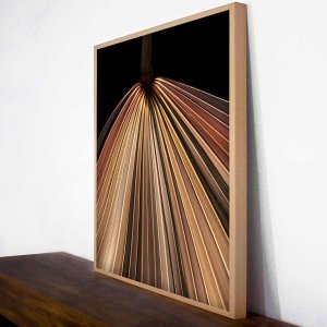 Quadro Grande Floral com Moldura Laminada Folhagem em Tons de Bege - Escolha o Tamanho