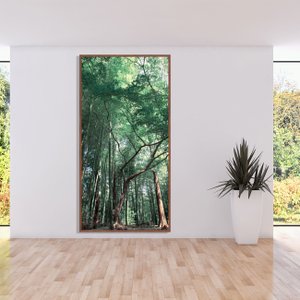 Quadro Grande Moldura Rústica Paisagem Floresta Verde 100x200cm