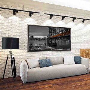 Quadro Grande Paisagem Ponte de Manhattan em Preto e Branco Quadro Grande Paisagem Ponte de Manhattan em Preto e Branco