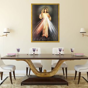 Quadro Jesus Cristo Raio Luminoso Moldura Dourada  50x70cm