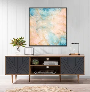 Quadro Mármore de Luxo Abstrato Tons Suaves e Elegantes com Moldura e Vidro Quadro Mármore de Luxo Abstrato Tons Suaves e Elegantes com Moldura e Vidro
