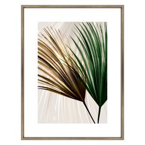 Quadro Moderno Arte Floral com Moldura Chanfrada Bronze 60x80 cm