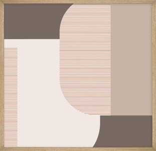 Quadro Moderno Decorativo Arte Geométrica com Cores Nude Moldura Laminada