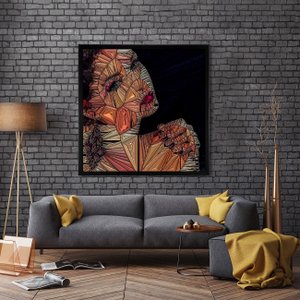 Quadro Moderno com Moldura Chanfrada Mulher Geométrica - Escolha o Tamanho