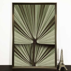 Quadro Moderno com Moldura Prata Chanfrada Arte Floral em Tons de Verde Quadro Moderno com Moldura Prata Chanfrada Arte Floral em Tons de Verde