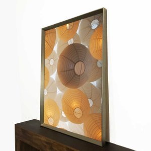 Quadro Moderno com Moldura Prata Chanfrada Arte Luminárias Japonesas Quadro Moderno com Moldura Prata Chanfrada Arte Luminárias Japonesas