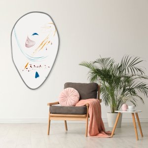 Quadro Moderno Estilo  Orgânico Abstrato Colorido em MDF Prata