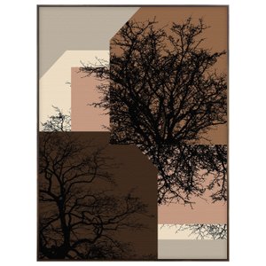 Quadro Moderno Tela Canvas Arte Geométrica com Árvores 90x120 cm Quadro Moderno Tela Canvas Arte Geométrica com Árvores 90x120 cm