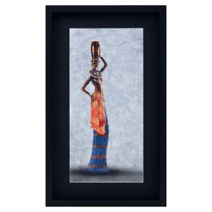 Quadro Mulher Africana Carregando Vaso na Cabeça 35x60cm Quadro Mulher Africana Carregando Vaso na Cabeça 35x60cm
