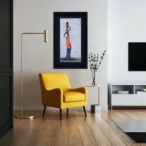 Quadro Mulher Africana Carregando Vaso na Cabeça 35x60cm