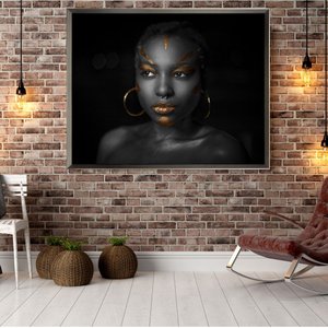 Quadro Retrato Mulher Africana em Destaque - Beleza Exótica e Arte Decorativa Quadro Retrato Mulher Africana em Destaque - Beleza Exótica e Arte Decorativa