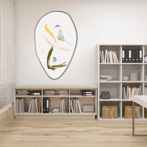 Quadro Orgânico Abstrato: Cores Vibrantes em Moldura MDF Prata