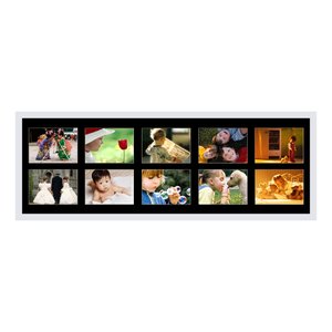 Quadro Painel de Fotos Branco e Preto para 10 Fotos 100x40cm Quadro Painel de Fotos Branco e Preto para 10 Fotos 100x40cm