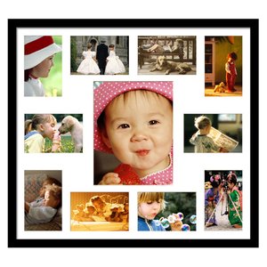 Quadro Painel de Fotos Branco e Preto para 11 Fotos 60x50cm Quadro Painel de Fotos Branco e Preto para 11 Fotos 60x50cm