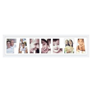 Quadro Painel de Fotos com Escrita FAMÍLIA para 7 Fotos Branco 80x20cm Quadro Painel de Fotos com Escrita FAMÍLIA para 7 Fotos Branco 80x20cm
