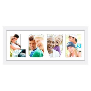 Quadro Painel de Fotos com Escrita LOVE para 4 Fotos Branco 50x20cm Quadro Painel de Fotos com Escrita LOVE para 4 Fotos Branco 50x20cm