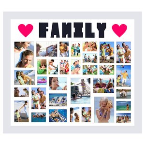 Quadro Painel de Fotos Family Branco para 32 Fotos 130x110cm