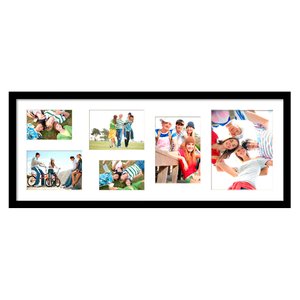 Quadro Painel de Fotos para 6 Fotos Branco c/ Preto 80x30cm Quadro Painel de Fotos para 6 Fotos Branco c/ Preto 80x30cm