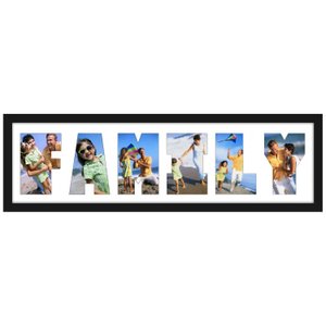 Quadro Painel de Fotos para 6 Fotos com Escrita FAMILY 70x20cm Quadro Painel de Fotos para 6 Fotos com Escrita FAMILY 70x20cm