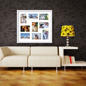 Quadro Painel de Fotos para 9 Fotografias 45x50cm Branco