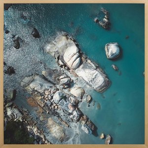 Quadro de Paisagem Praia Fotografia Aérea Mar Moldura Laminada Quadro de Paisagem Praia Fotografia Aérea Mar Moldura Laminada