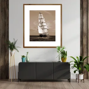 Quadro Rústico com Proposta Náutica Navio Veleiro 70x80 cm