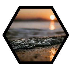 Quadro Hexagonal Sextavado Praia Nascer do Sol 50x43cm Quadro Hexagonal Sextavado Praia Nascer do Sol 50x43cm