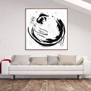 Quadro Tela Arte Moderna Abstrata Moldura na Cor Mel 130x130cm Quadro Tela Arte Moderna Abstrata Moldura na Cor Mel 130x130cm