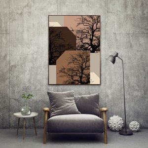Quadro Tela Canvas Arte Geométrica com Árvores 90x120 cm