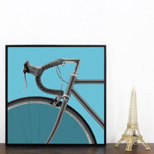 Quadro Tela Canvas Bicicleta em Tons Azuis por Dorival Moreira