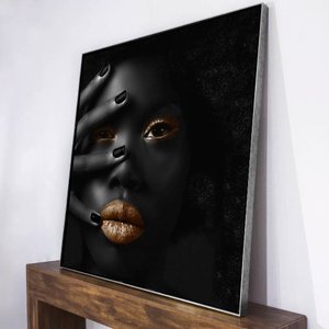 Quadro em Tela Canvas com Moldura Prata Arte Africana - Escolha o Tamanho
