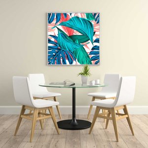 Quadro Tela Canvas com Moldura Branca Arte Floral Colorida - Escolha o Tamanho