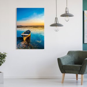 Quadro Tela Canvas Decorativa Paisagem Canoa em Lago 60x90cm