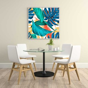 Quadro Tela Canvas Floral com Moldura Branca Arte Colorida - Escolha o Tamanho