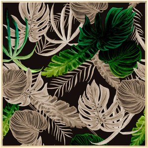 Quadro Tela Canvas Floral com Moldura Natural Detalhes Verdes - Escolha o Tamanho Quadro Tela Canvas Floral com Moldura Natural Detalhes Verdes - Escolha o Tamanho