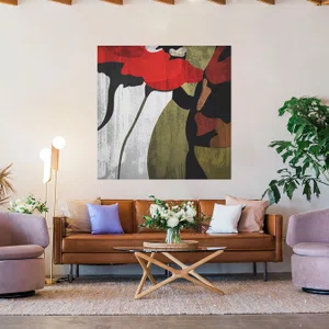 Quadro Tela Canvas Grande Floral Colorida 90x90cm