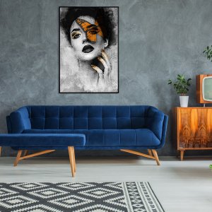 Quadro Tela Canvas Mulher Arte Ilustração Borboleta 90x120 cm