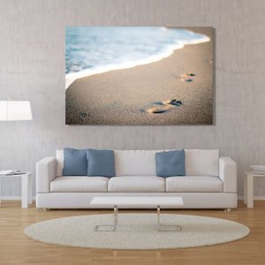 Quadro Tela Canvas Paisagem Praia Pegadas na Areia 225x148cm