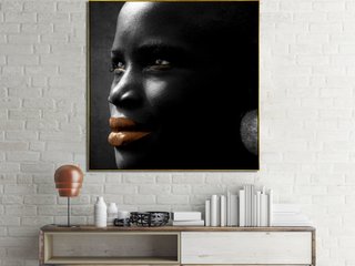 Quadro em Tela Canvas com Moldura Série Mulheres Africanas 120x120 cm