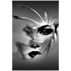 Quadro Tela Decorativa Abstrata Impressa em Preto e Branco Mulher 60x90cm