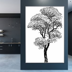 Quadro Tela Decorativa em Preto e Branco com Moldura Árvore 100x150cm Quadro Tela Decorativa em Preto e Branco com Moldura Árvore 100x150cm