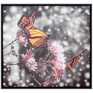 Quadro Tela Decorativa Emoldurada Borboletas em Flor 70x75cm Quadro Tela Decorativa Emoldurada Borboletas em Flor 70x75cm
