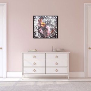 Quadro Tela Decorativa Emoldurada Borboletas em Flor 70x75cm